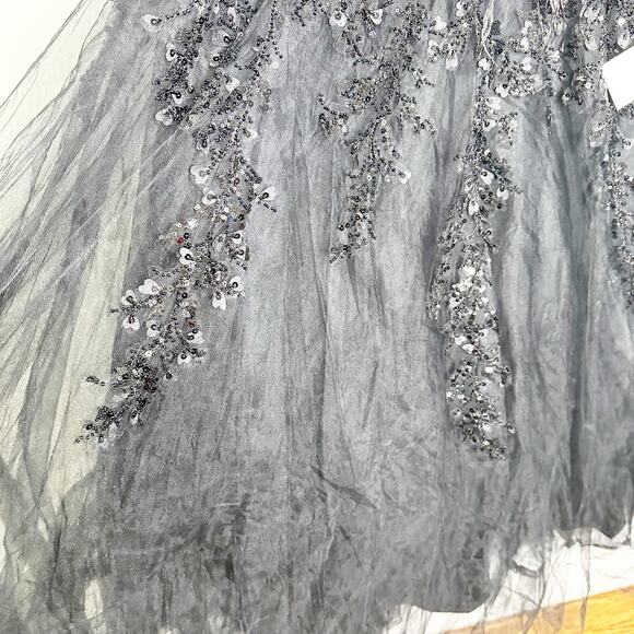 Mac Duggal 20362 Embellished Flutter Sleeve Bow Waist Dress Black Size 14 NEW - Picture 8 of 13